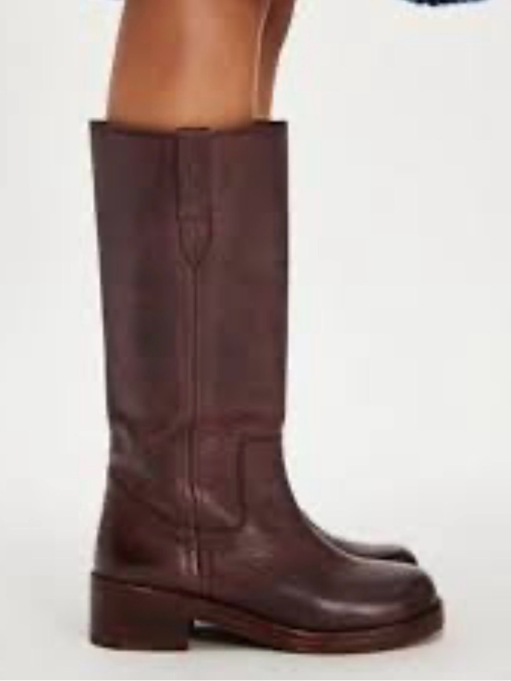 Free People Blaze Block Heel Leather Boots Brown Chocolate